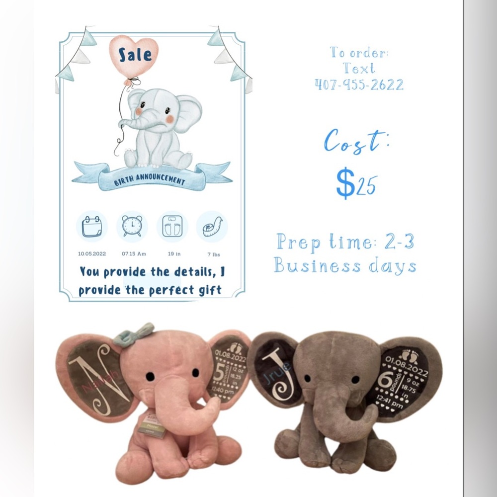 Birth Announcement Elephant